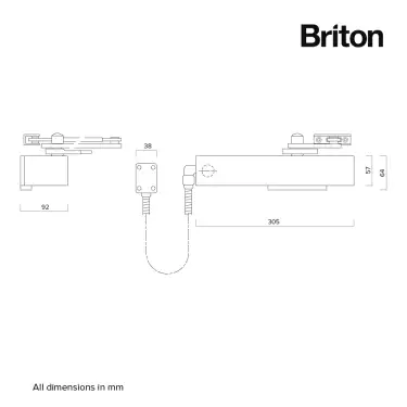 Click Here To Enlarge This Photo Of BRITON 9963&sol;01 Fixed Power Size 3 Electromagnetic Hold Open&sol;Free Swing Door Closer - Silver &lpar;Fig 1 - Pull Side Mounted&rpar;