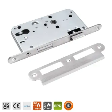 Click Here To Enlarge This Photo Of BRITON 5420&period;60&period;R&period;SS DIN Euro Profile Sashlock Case with Radius Corners - 72mm Centres - 60mm Backset - Satin Stainless Steel
