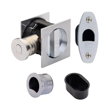 Click Here To Enlarge This Photo Of SQ2801-50-SC Heritage Brass Tubular Hook Lock with Square Flush Privacy Turn & Release Satin Chrome