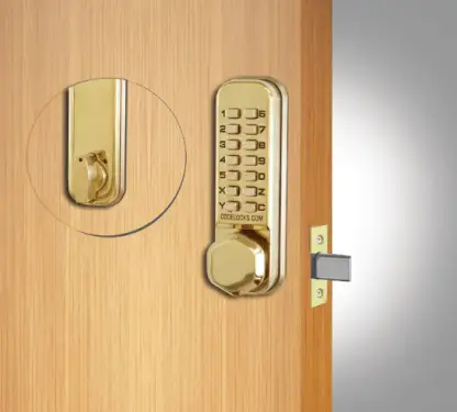 Click Here To Enlarge This Photo Of Codelocks CL210 PB Light Duty Mechanical Mortice Deadbolt Digital Lock - Polished Brass