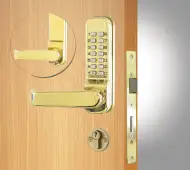 Codelocks CL425 PB Medium Duty Mechanical Digital Lock with Anti-Panic Mortice Lock & Code Free Option - Polished Brass