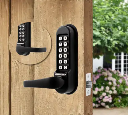 Click Here To Enlarge This Photo Of Codelocks CL510 BB BK MG Back to Back Heavy Duty Mechanical Digital Lock with 60mm Tubular Latch - Black Marine Grade