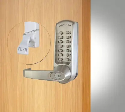 Click Here To Enlarge This Photo Of Codelocks CL600 BS PK Heavy Duty Mechanical Digital Lock with Key Override &lpar;Front Plate Only for use with Panic Hardware&rpar; - Brushed Steel