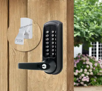 Click Here To Enlarge This Photo Of Codelocks CL600 PK BK MG Heavy Duty Mechanical Digital Lock with Key Override &lpar;Front Plate Only for use with Panic Hardware&rpar; - Black Marine Grade