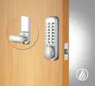 Codelocks CL155 FIRE RATED Light Duty Mechanical Digital Lock with 60mm Tubular Latch & Hold Open Function - Silver &lpar;90116&rpar;