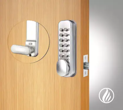 Click Here To Enlarge This Photo Of Codelocks CL160 FIRE RATED Light Duty QuickCode Mechanical Digital Lock with 60mm Tubular Latch & Hold Open Function - Silver &lpar;99648&rpar;
