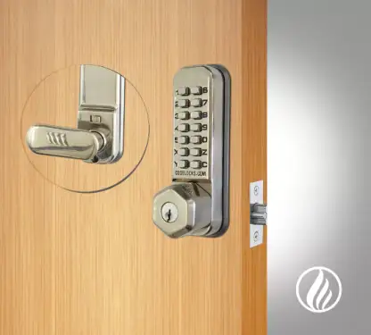 Click Here To Enlarge This Photo Of Codelocks CL255 FIRE RATED Light Duty Mechanical Digital Lock with 60mm Tubular Latch&comma; Key Override & Hold Open Function - Stainless Steel &lpar;99357&rpar;
