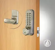 Codelocks CL255 FIRE RATED Light Duty Mechanical Digital Lock with 60mm Tubular Latch&comma; Key Override & Hold Open Function - Stainless Steel &lpar;99357&rpar;
