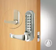 Codelocks CL510 FIRE RATED Heavy Duty Mechanical Digital Lock with 60mm Tubular Latch - Stainless Steel &lpar;91199&rpar;