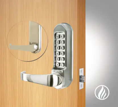 Click Here To Enlarge This Photo Of Codelocks CL515 FIRE RATED Heavy Duty Mechanical Digital Lock with 60mm Tubular Latch & Code Free Option - Stainless Steel &lpar;96811&rpar;