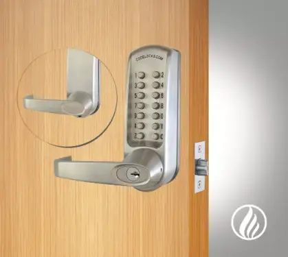 Click Here To Enlarge This Photo Of Codelocks CL610 FIRE RATED Heavy Duty Mechanical Digital Lock with 60mm Tubular Latch & Key Override - Brushed Steel &lpar;91394&rpar;