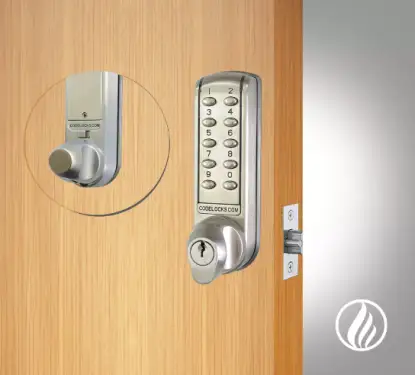 Click Here To Enlarge This Photo Of Codelocks CL2255 FIRE RATED Light Duty Electronic Digital Lock with 60mm Tubular Latch & Hold Open Function - Brushed Steel &lpar;99808&rpar;