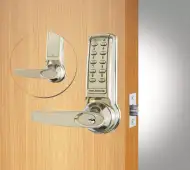 Codelocks CL4010 SS Medium Duty Electronic Digital Lock with 60mm Tubular Latch&comma; Key Override & Code Free Option - Stainless Steel