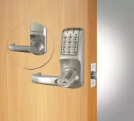 Codelocks CL5010 BS BB Back to Back Heavy Duty Electronic Digital Lock with 60mm Tubular Latch&comma; Key Override & Code Free Option - Brushed Steel