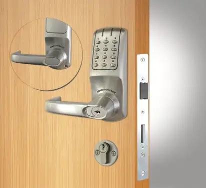Click Here To Enlarge This Photo Of Codelocks CL5020 BS Heavy Duty Electronic Digital Lock with Anti-Panic Mortice Lock&comma; Key Override & Code Free Option - Brushed Steel