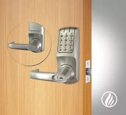 Click Here To Enlarge This Photo Of Codelocks CL5010 FIRE RATED Heavy Duty Electronic Digital Lock with 60mm Tubular Latch & Hold Open Function - Brushed Steel &lpar;92108&rpar;