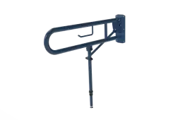 211580&sol;DB Fitzroy of London 800mm Lift and Lock Hinged Support Rail &lpar;Stainless Steel&rpar; with Exposed Fixings&comma; Support Legs & Integral Toilet Roll Holder - Dark Blue &lpar;RAL 5011&rpar;