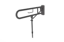211580&sol;GY Fitzroy of London 800mm Lift and Lock Hinged Support Rail &lpar;Stainless Steel&rpar; with Exposed Fixings&comma; Support Legs & Integral Toilet Roll Holder - Grey &lpar;RAL 7005&rpar;