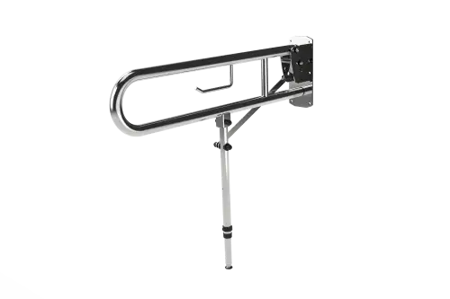 Click Here To Enlarge This Photo Of 211580&sol;SP Fitzroy of London 800mm Lift and Lock Hinged Support Rail &lpar;Stainless Steel&rpar; with Exposed Fixings&comma; Support Legs & Integral Toilet Roll Holder - Polished