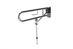 211580&sol;SP Fitzroy of London 800mm Lift and Lock Hinged Support Rail &lpar;Stainless Steel&rpar; with Exposed Fixings&comma; Support Legs & Integral Toilet Roll Holder - Polished