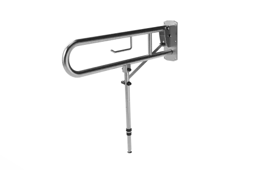 Click Here To Enlarge This Photo Of 211580&sol;SS Fitzroy of London 800mm Lift and Lock Hinged Support Rail &lpar;Stainless Steel&rpar; with Exposed Fixings&comma; Support Legs & Integral Toilet Roll Holder - Satin