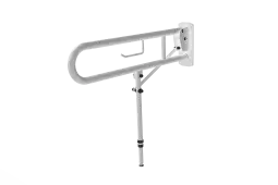 211580&sol;WH Fitzroy of London 800mm Lift and Lock Hinged Support Rail &lpar;Stainless Steel&rpar; with Exposed Fixings&comma; Support Legs & Integral Toilet Roll Holder - White &lpar;RAL 9016&rpar;