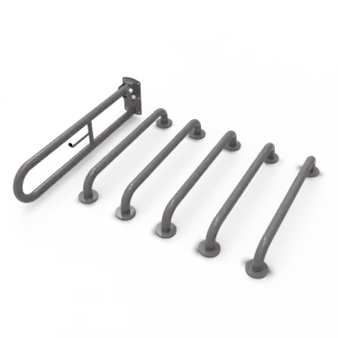 Click Here To Enlarge This Photo Of 230003&sol;GY Fitzroy of London &lpar;Rail Only&rpar; Doc M Toilet Pack &lpar;Mild Steel&rpar; with Concealed Fixings - Grey &lpar;RAL 7005&rpar;
