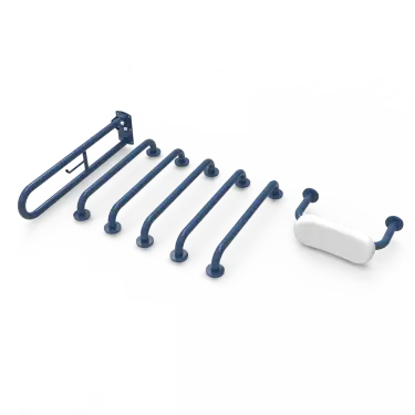 Click Here To Enlarge This Photo Of 230004&sol;DB Fitzroy of London &lpar;Rail Only&rpar; Doc M Toilet Pack &lpar;Mild Steel&rpar; with Concealed Fixings & Back Rest Rail - Dark Blue &lpar;RAL 5011&rpar;