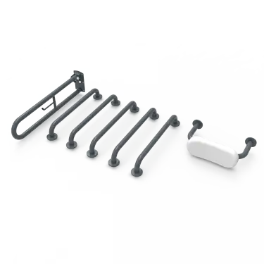 Click Here To Enlarge This Photo Of 230004&sol;DG Fitzroy of London &lpar;Rail Only&rpar; Doc M Toilet Pack &lpar;Mild Steel&rpar; with Concealed Fixings & Back Rest Rail - Dark Grey &lpar;RAL 7016&rpar;
