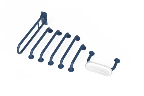 Click Here To Enlarge This Photo Of 230006&sol;DB Fitzroy of London &lpar;Rail Only&rpar; Doc M Toilet Pack &lpar;Stainless Steel&rpar; with Concealed Fixings & Back Rest Rail - Dark Blue