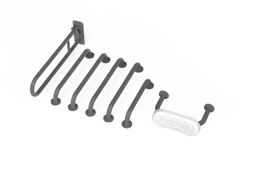 Click Here To Enlarge This Photo Of 230006&sol;GY Fitzroy of London &lpar;Rail Only&rpar; Doc M Toilet Pack &lpar;Stainless Steel&rpar; with Concealed Fixings & Back Rest Rail - Grey &lpar;RAL 7005&rpar;