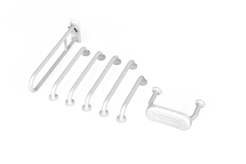 Click Here To Enlarge This Photo Of 230006&sol;WH Fitzroy of London &lpar;Rail Only&rpar; Doc M Toilet Pack &lpar;Stainless Steel&rpar; with Concealed Fixings & Back Rest Rail - White