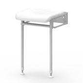 B-214PCW Fitzroy of London Wall Mounted Compact Hinged Padded Shower Seat &lpar;Mild Steel&rpar; with Support Legs - White