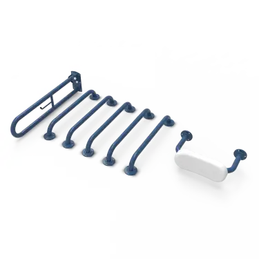 Click Here To Enlarge This Photo Of BLLDMT-0&sol;DB Fitzroy of London &lpar;Rail Only&rpar; Doc M Toilet Pack &lpar;Mild Steel&rpar; with Exposed Fixings & Back Rest - Dark Blue &lpar;RAL 5011&rpar;