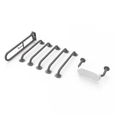 Click Here To Enlarge This Photo Of BLLDMT-0&sol;GY Fitzroy of London &lpar;Rail Only&rpar; Doc M Toilet Pack &lpar;Mild Steel&rpar; with Exposed Fixings & Back Rest - Grey &lpar;RAL 7005&rpar;