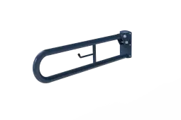 DDGR-B&sol;DB Fitzroy of London 800mm Trombone Lift and Lock Hinged Support Rail &lpar;Mild Steel&rpar; with Toilet Roll Holder Dark Blue &lpar;RAL 5011&rpar;