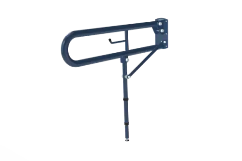 Click Here To Enlarge This Photo Of DDGR-BP&sol;DB Fitzroy of London 800mm Trombone Lift and Lock Hinged Support Rail &lpar;Mild Steel&rpar; with Toilet Roll Holder & Support Legs Dark Blue &lpar;RAL 5011&rpar;