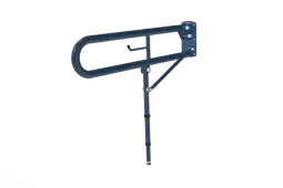 DDGR-BP&sol;DB Fitzroy of London 800mm Trombone Lift and Lock Hinged Support Rail &lpar;Mild Steel&rpar; with Toilet Roll Holder & Support Legs Dark Blue &lpar;RAL 5011&rpar;