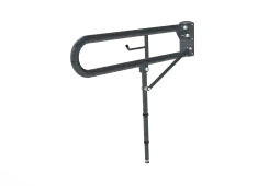 DDGR-BP&sol;DG Fitzroy of London 800mm Trombone Lift and Lock Hinged Support Rail &lpar;Mild Steel&rpar; with Toilet Roll Holder & Support Legs Dark Grey &lpar;RAL 7016&rpar;