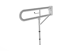DDGR-BP&sol;WH Fitzroy of London 800mm Trombone Lift and Lock Hinged Support Rail &lpar;Mild Steel&rpar; with Toilet Roll Holder & Support Legs White &lpar;RAL 9016&rpar;
