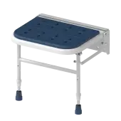 SB-080&sol;DB Fitzroy of London Premium Wall Mounted Shower Seat with Support Legs - White &lpar;Dark Blue Pads&rpar;