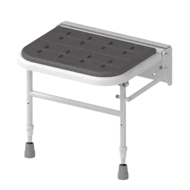 Click Here To Enlarge This Photo Of SB-080&sol;GY Fitzroy of London Premium Wall Mounted Shower Seat with Support Legs - White &lpar;Grey Pads&rpar;