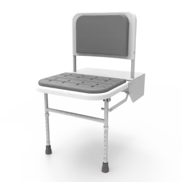 Click Here To Enlarge This Photo Of SB-085&sol;GY Fitzroy of London Doc M Wall Mounted Shower Seat &lpar;650mm Projection&rpar; - White Frame with Grey Pads
