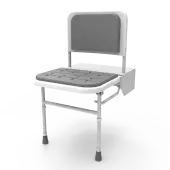 SB-085&sol;GY Fitzroy of London Doc M Wall Mounted Shower Seat &lpar;650mm Projection&rpar; - White Frame with Grey Pads