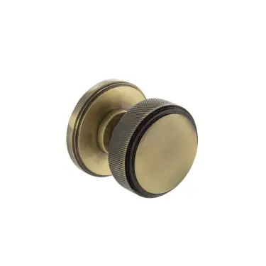 Click Here To Enlarge This Photo Of Atlantic - MH450KSMKABSOLID Millhouse Brass 'Harrison' &lpar;Solid Brass&rpar; Knurled Mortice Knob on Concealed Fix Rose - Antique Brass