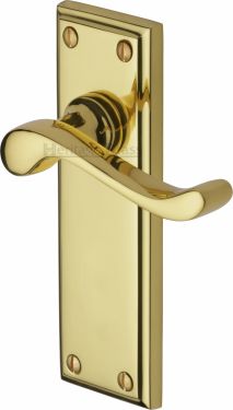 Click Here To Enlarge This Photo Of W3213-PB Heritage Brass Door Handle Lever Latch Edwardian Design Polished Brass Finish