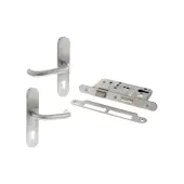 Atlantic - ALKDINRESCS60SSS DIN &lpar;Radius&rpar; 60mm Euro Profile Escape Sashlock with RTD Levers - Satin Stainless Steel