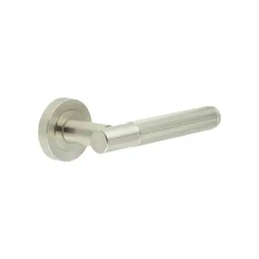 Click Here To Enlarge This Photo Of JV852SN Frelan Hardware Jedo 'Venice' Lever Handles on Round Rose - Satin Nickel