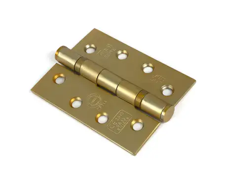 Click Here To Enlarge This Photo Of 51822 From the Anvil Satin Brass 4" Ball Bearing Butt Hinge &lpar;Pair&rpar; ss