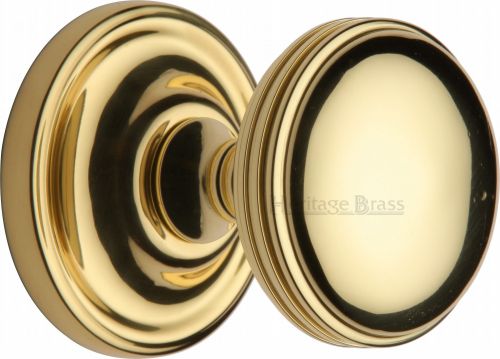 Click Here To Enlarge This Photo Of WHI6429-PB Heritage Brass Mortice Knob on Rose Whitehall Design Polished Brass Finish